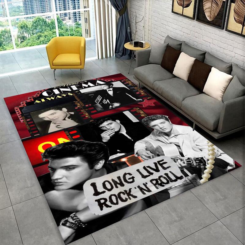 Tappeto Antiscivolo Retrò The King E-Elvis Presley per Soggiorno, Camera da Letto, Sala Giochi, Tappeto Morbido Pavimento Tappeto Decorazione Casa Stanza Bambini