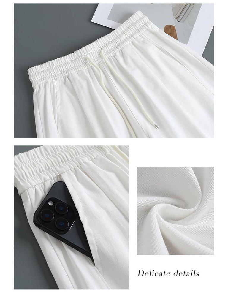 High-Waisted Cotton Sports Shorts - Loose, Wide-Leg, Summer Casual Plus Size