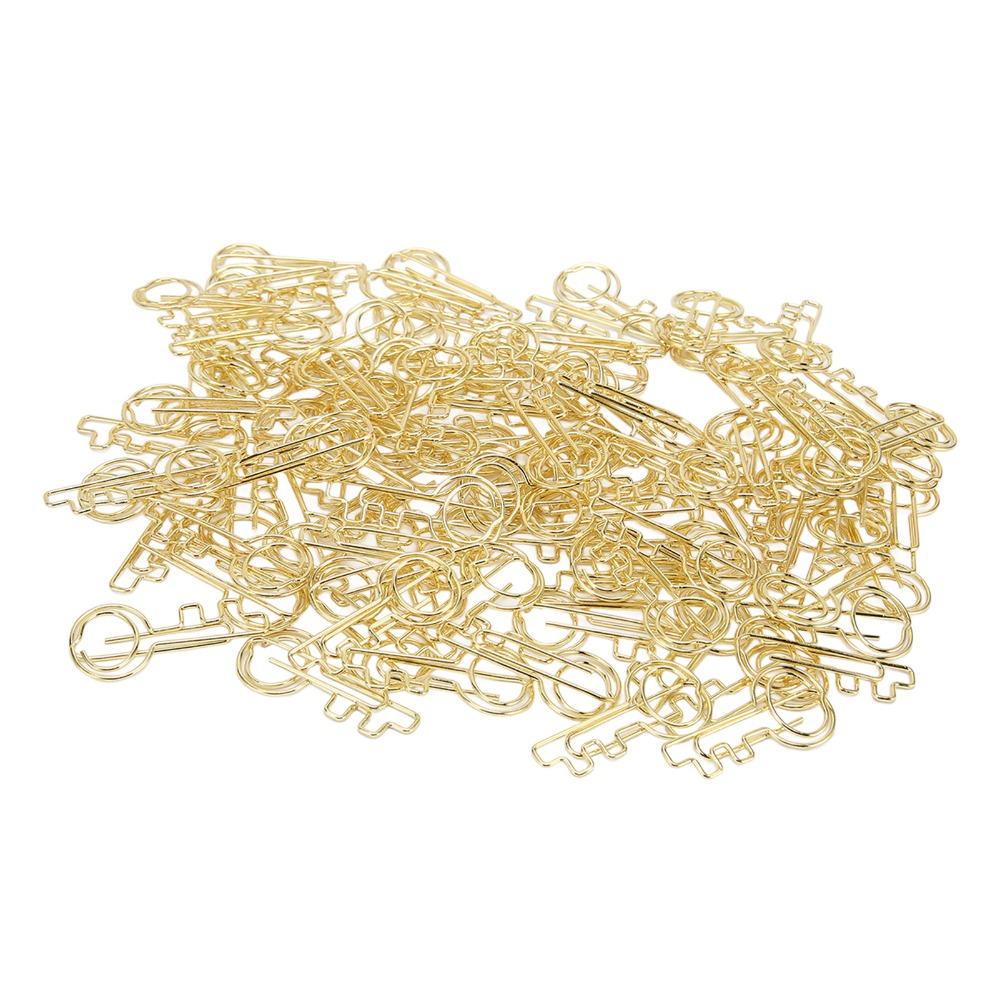 100PCS Key Shaped Key Shaped Paper Clip with Storage Box Bookmark Clip  Office Supplies
