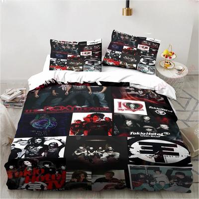 Bettwäscheset „Tokyo Hotel“ mit Bandbagger, Bettlakenset, Kingsize-Bett, Doppelbett, Doppelbett, Kinderbettwäscheset, Mikrofaser-Polyester-Bettdeckenset