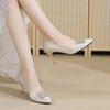 High Heels Pointed Thin Heels Fashion Shoes 2025 New Sexy Metal Buckle Light Mouth Champagne Professional Versatile Single Shoes