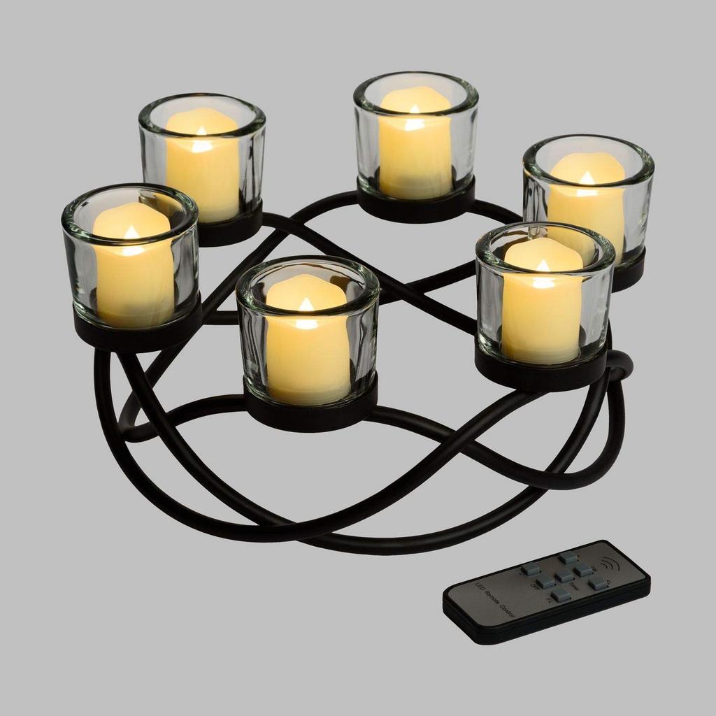 Freepower LED Candle Light Set, Smokeless, Electric Candles, with Remote Control, Waterproof, and Brightness Adjustment (Set of 6, Black)
