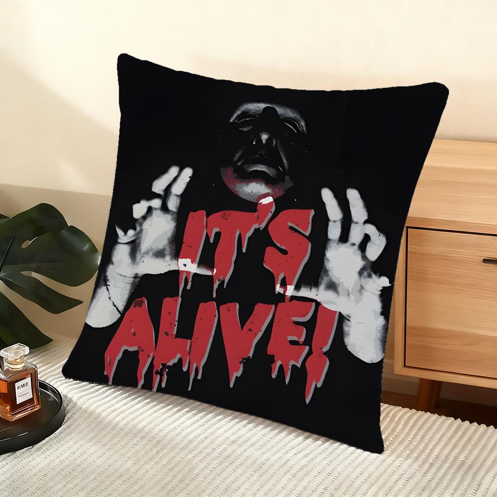 Cushion Cover Silky Short Plush Home Sofa Cushion Cover  Invisible Zipper Home Decoration Frankenstein Movie