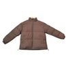 Women Men Cotton Coat Stand Collar Long Sleeve Drawstring Hem Puffer Jacket with Pockets Loose Fit Warm Winter Outerwear