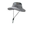 Unisex Wide Brim Mesh Sun Hat Uv Protection Breathable Adjustable Chin Strap Outdoor Hiking Fishing Bucket Hat