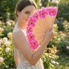 Chinese Style Wooden Folding Fan Hand-Painted Pattern Handheld Fan Ancient Flower Fan  Women Use