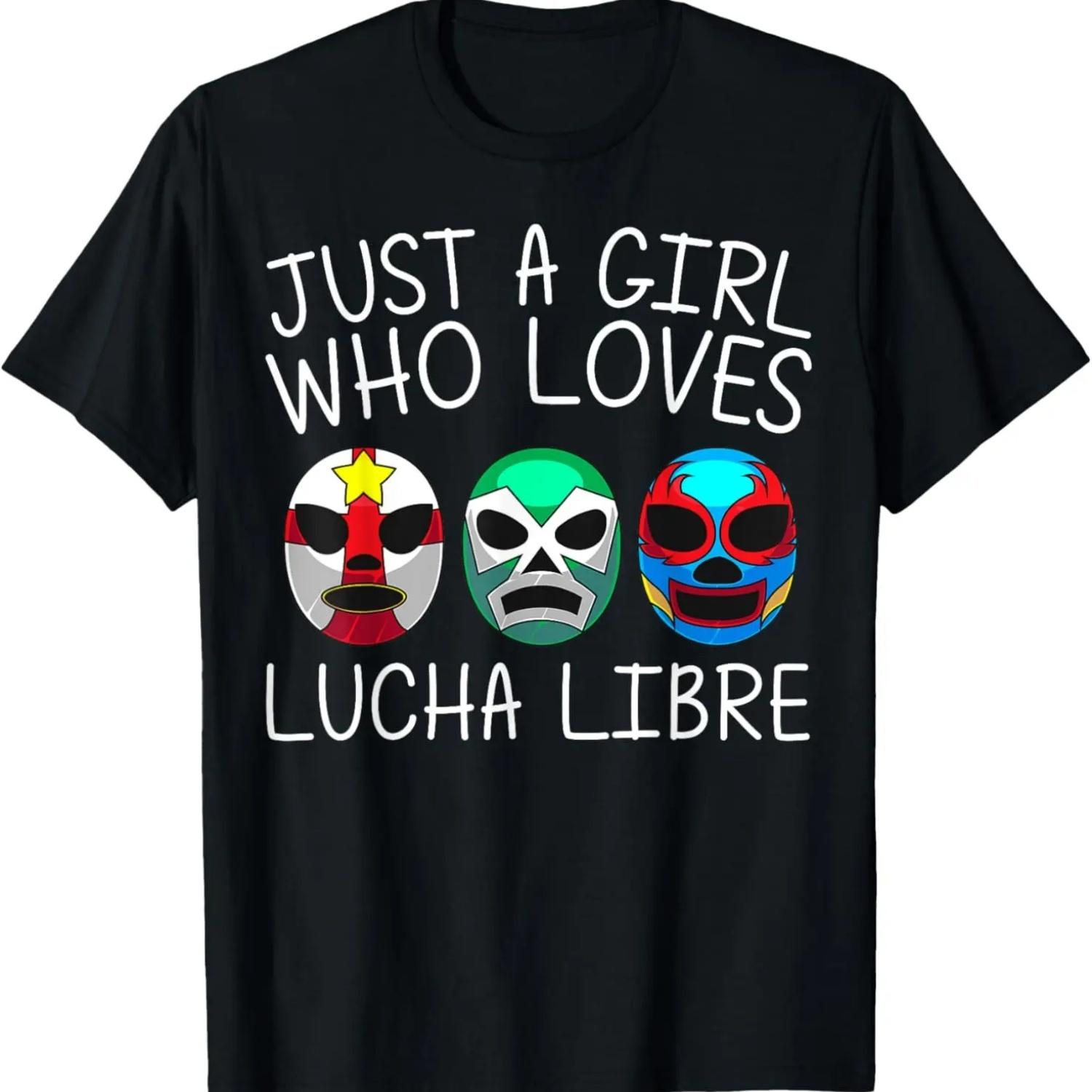 Funny Lucha Libre Gift For Girls Kids Mexican Wrestling Mask T-Shirt S чёрный