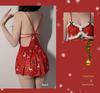 Guiruo Sexy Weihnachts-Mesh-Dessous: Pure Desire Übergröße Tief ausgeschnittenes Nachthemd Versuchungsset 4926