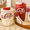 Taza Aislada de Acero Inoxidable 304 para Mujeres Hombres Botellas de Agua Taza de Café Regalo Portátil Doble Bebida Taza de Oficina Coca-cola moda 2024