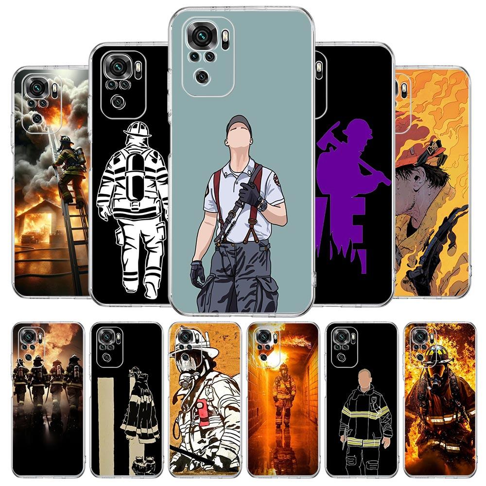 Fireman Firefighter Soft TPU Phone Case For Xiaomi Redmi Note 15 14 13 12 4G 10 11 Pro Plus 5G 14C 13C 12C 10C Cover