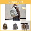 Plush Breathable Chic Leopard Print Backpack For Children In Grey Tan And