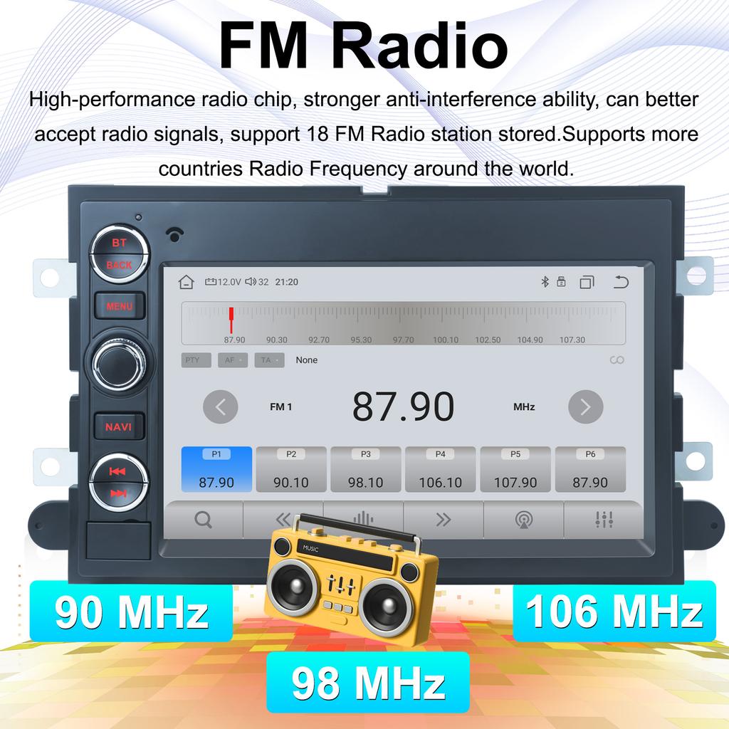 2 Din Android 13 Auto-Multimedia-Player Für Ford F150 F250 F350 Escape Explorer Edge E150 Stereo Mustang Navi GPS Carplay