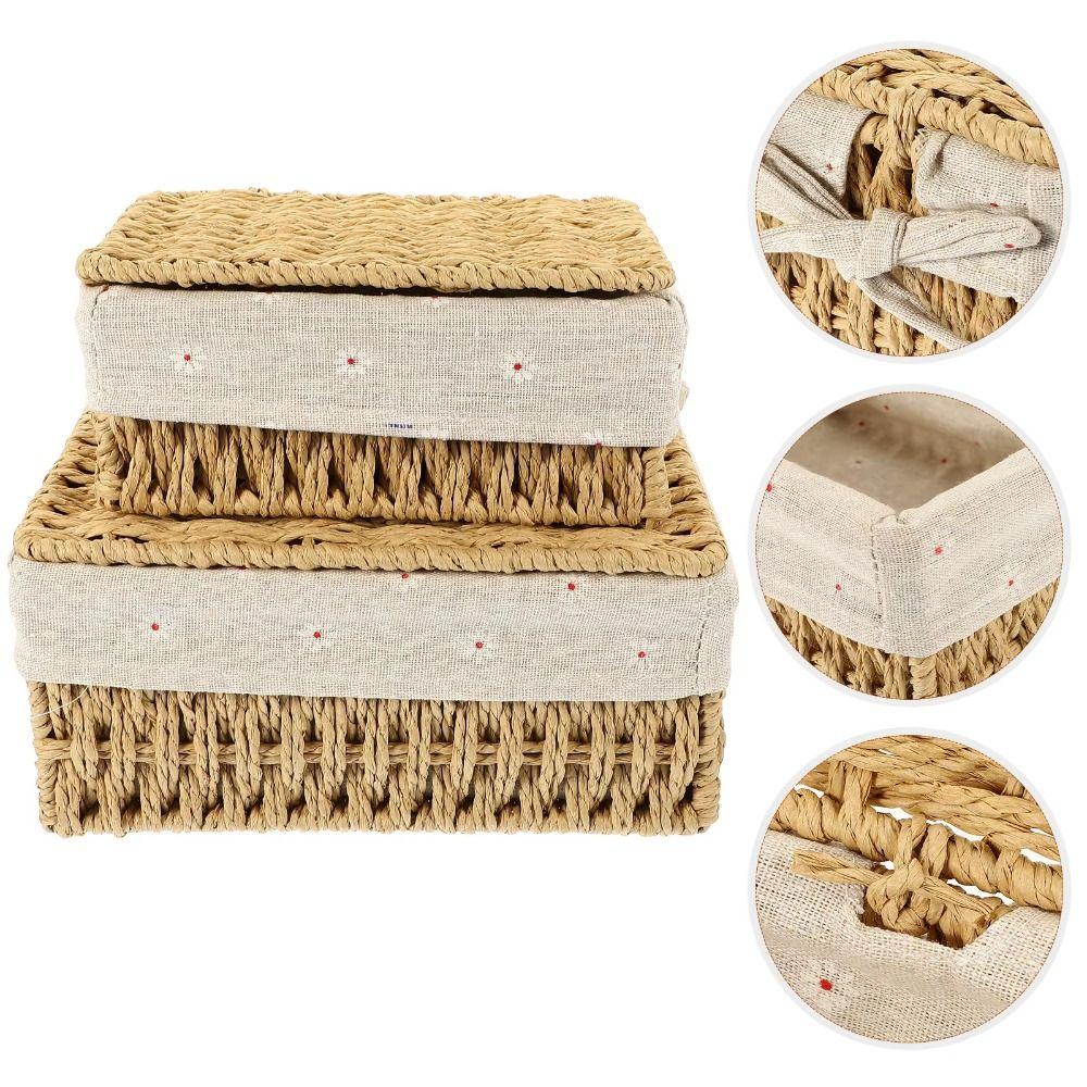 Hand Woven Laundry Hamper Bohemia Storage Basket Rustic Wicker Storage Baskets Desk Decoration