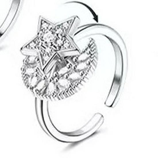 Všestranný otočný prsten se zirkony postříbřený – Ulevte úzkosti a stresu