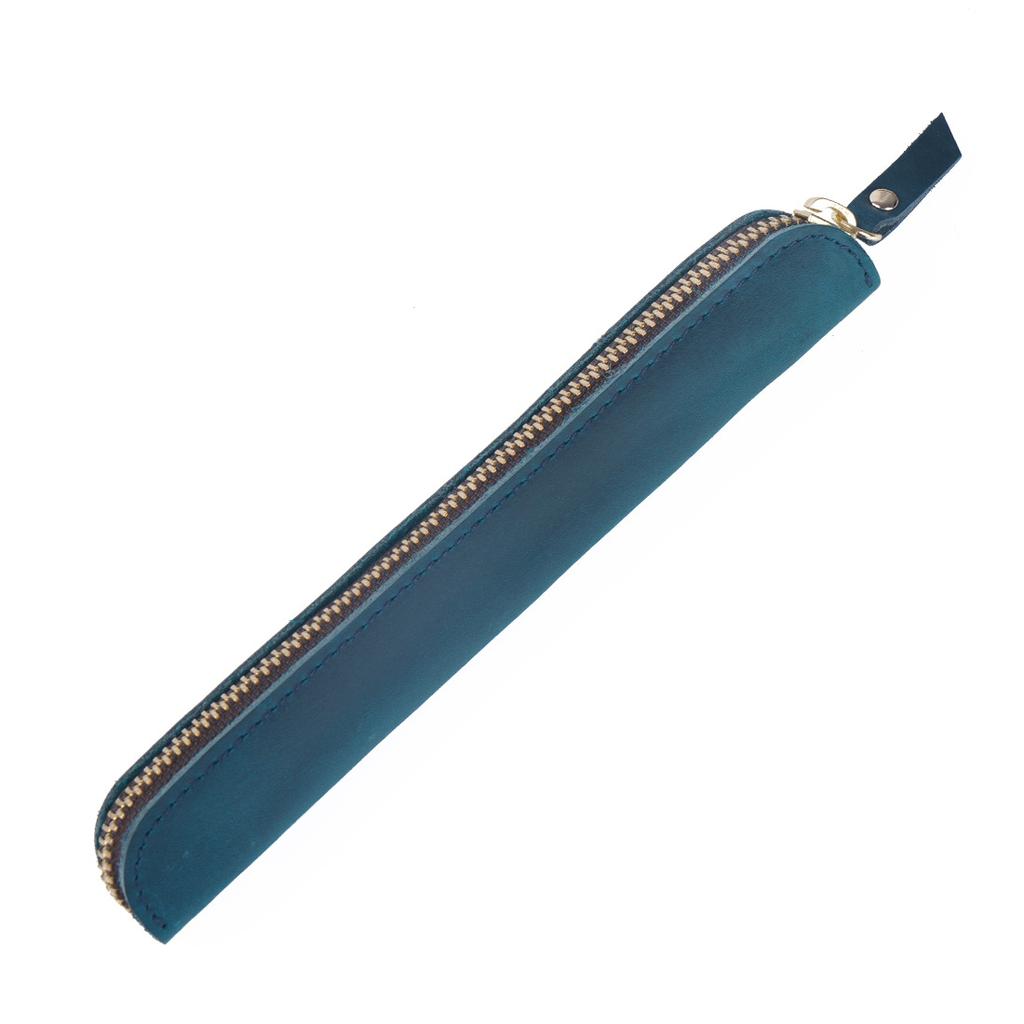 Retro Minimalist Leather Handwritten Cowhide Zipper Pen Case Pen Protection Case Portable Leather Mini Pen Case