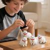 Figurinha de Gato Gordo Branco Colecionável Modelo Gatinho Realista Coleira com Sino Vermelho Animal em Miniatura Brinquedo Educativo Decoração Presente para Amantes de Gatos