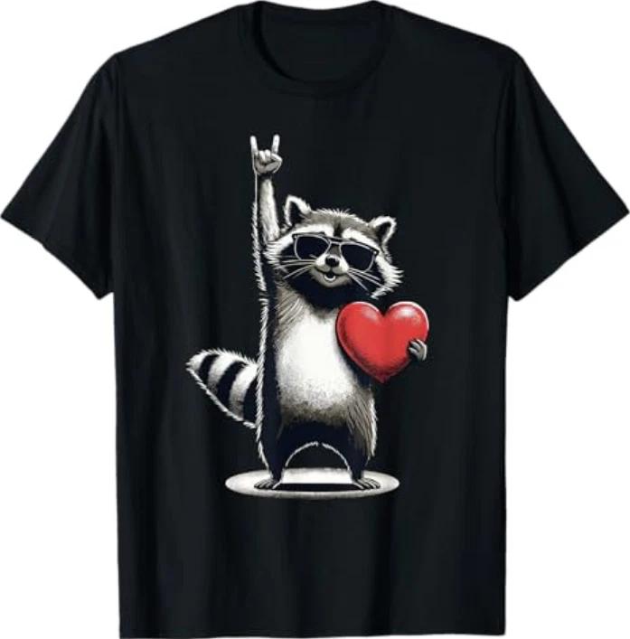 Funny Raccoon Rock On Unisex Unisex St Valentines Day Tshirt S