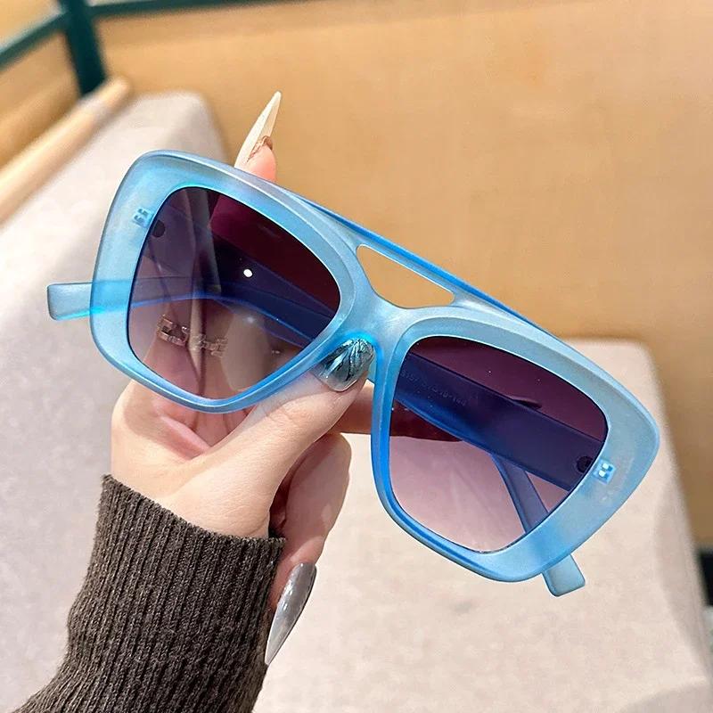 Double Beam Sunglasses for Men Women Simple Fashion Large Frame Shades Sun Glasses Outdoor Driving UV400 Eyewear for Ladies