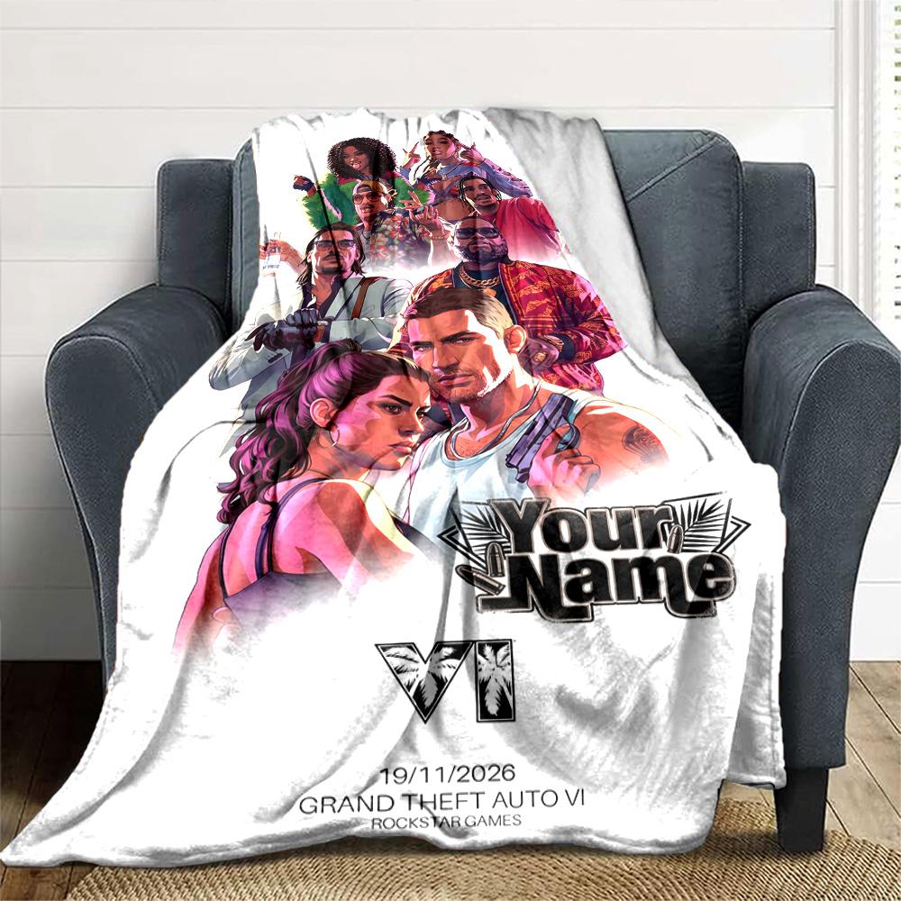 Grand Theft Auto Personalized Name Blanket Gift Customizable Blanket Soft & Cozy Suitable for Home Decor Bed Living Room Office All-Season Use
