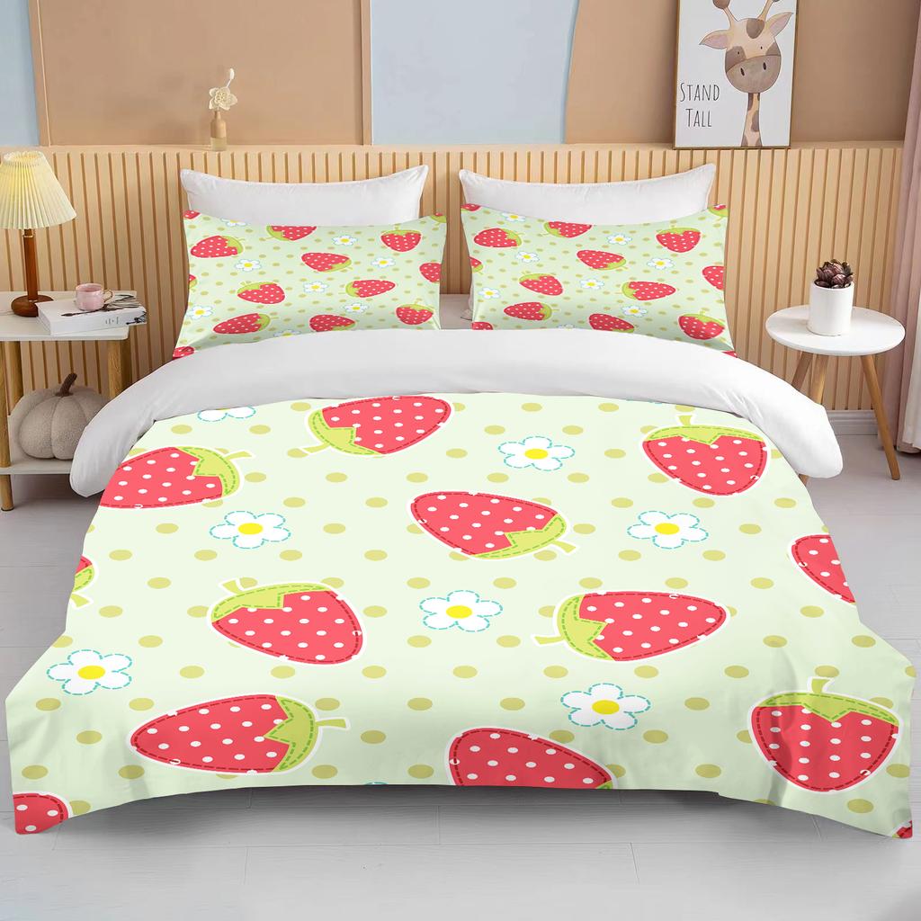 10 Sizes Fruit Pattern Bedding Three Piece Set King Size Double Bedding Set Microfiber Duvet Cover Set  Queen Duvet Cover Set