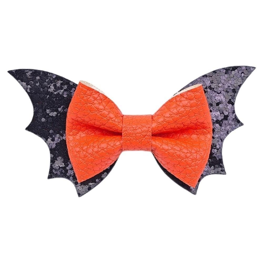 2 pcs/set Double Layered Halloween Barrettes Bow Sequins Hairpin Bat Wing Hair Clips Girl