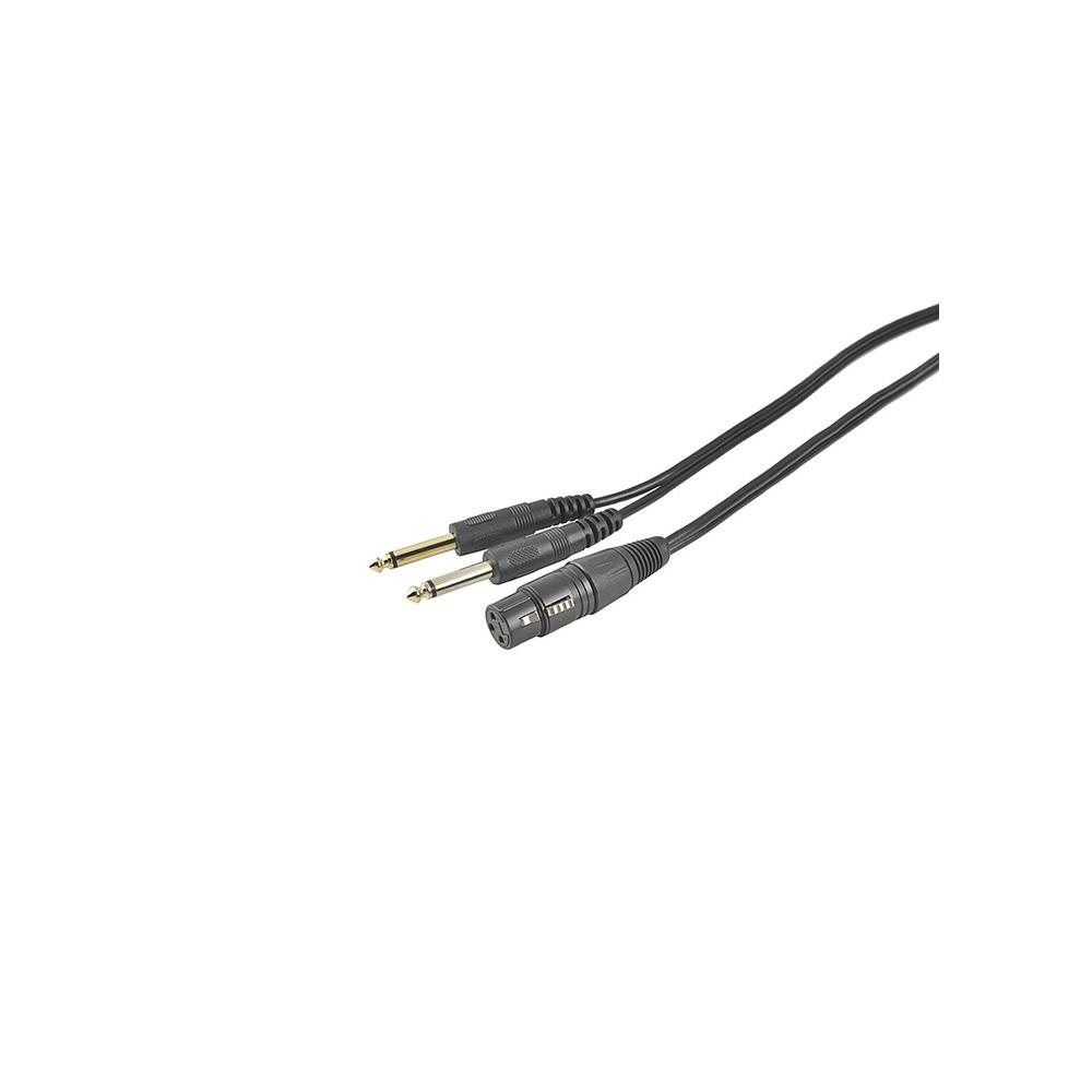 3 Pin Black XLR Female To Dual 1/4" Mono Male Stereo Y Splitter Cable 1M Length