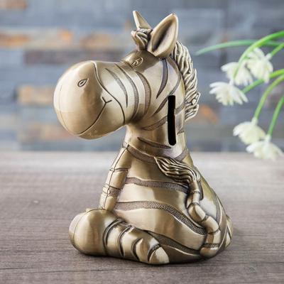 Urocza Kreskówkowa Skarbonka Zebra dla Chłopca Kreatywna Metalowa Stopowa Pudełko do Przechowywania Monet Garnek do Oszczędzania Pudełko na Biurko