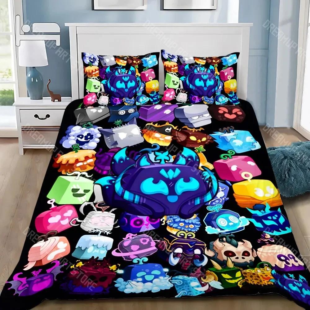 Cartoon 3D Game B-blox Fruits Duvet Cover Pillowcase Bedding Set Adult Boy Girl Bedroom Decoration Children Single Double S
