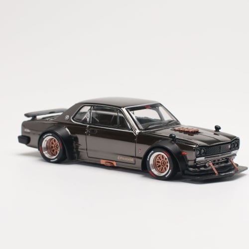 POP RACE 1/64 SKYLINE GT-R V8 DRIFT (HAKOSUKA) DARK CHROME Finished Product