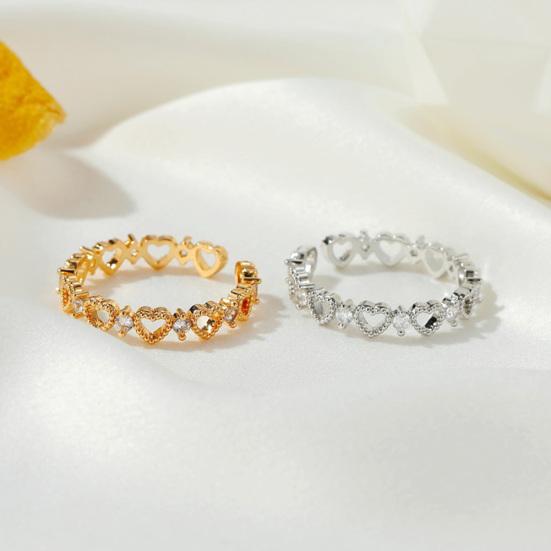 Women Fashion Hollow Out Love-Hearted Design Opening Ring Jewelry Accessory