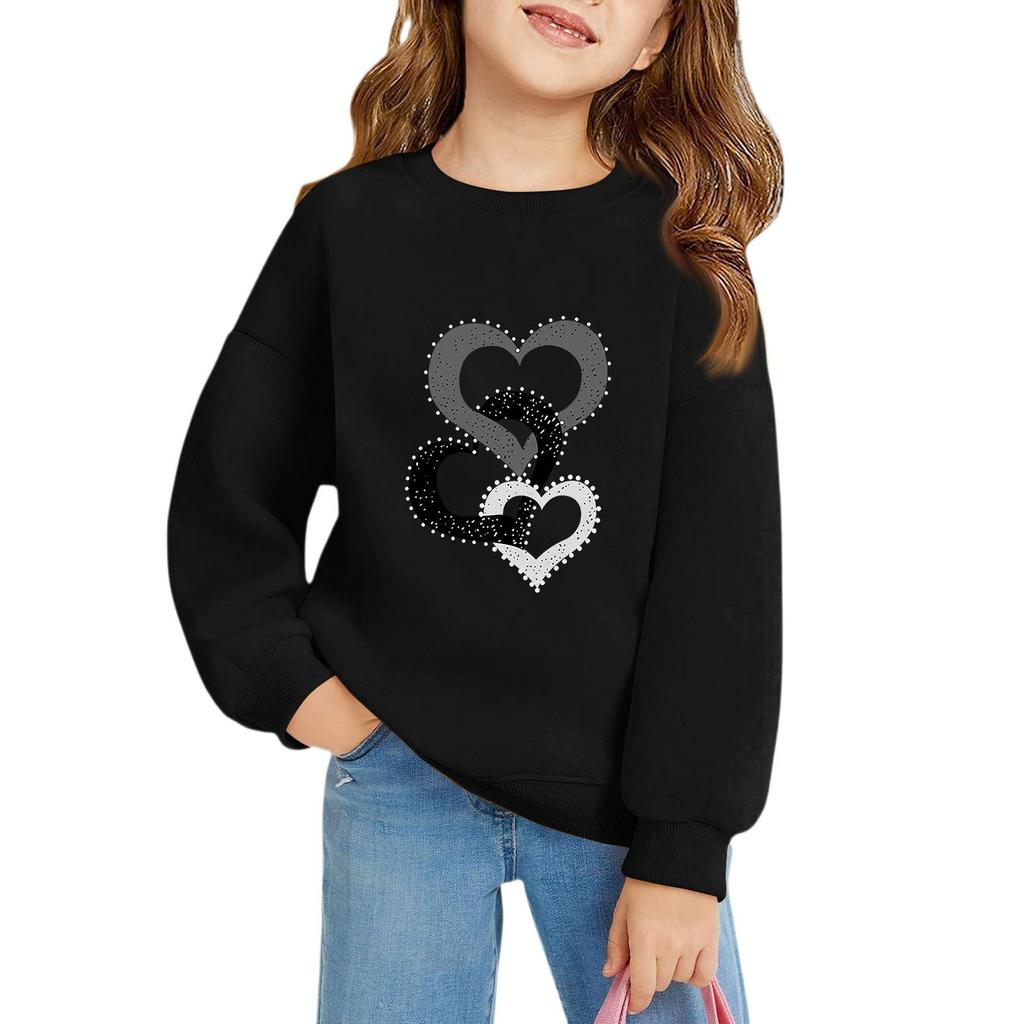 Mädchen Rundhals-Pullover für Kinder Bedruckte Baby-Oberteile Valentinstag