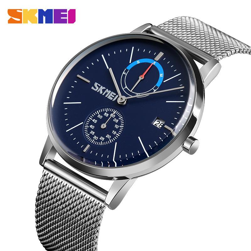 European and American Simple Mesh Belt Thin Large Dial Service Workplace Men's Quartz Watch