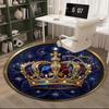 Royal Crown Emblem Round Carpet Chair Cushion Round Entryway Rug, Soft Round Rugs for Living Room, Bedroom, Circle Carpet Decor Gifts