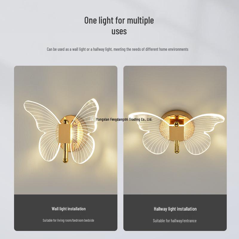 Luxury Nordic Butterfly LED Wall Sconce: Modern Minimalist Design for Bedroom or TV Room with Tricolor Lighting