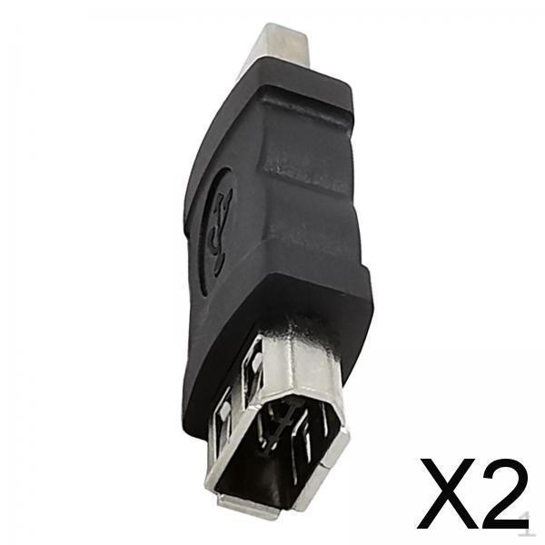 2 x 1394 6 Pin Female to USB Male Adaptor Convertor Plug