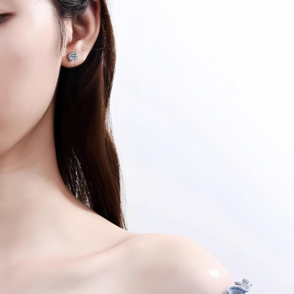 Ty 2.0Ct Moissanite Earrings for Women Lab Grown Diamond Ear Studs Silver Fine Jewelry Gift S925 Silver Earrings