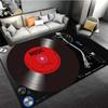 Retro Vinyl Record Player Rugs Music Theme Design Pioneer Brand Life Is Music Text for Modern Living Room Decor