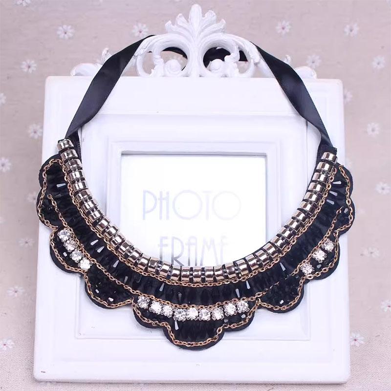 Colar Falso de Diamantes Colar de Gola de Cristal Removível Para Mulheres Gola Falsa Acessórios de Roupa Removíveis Nep Kraagie