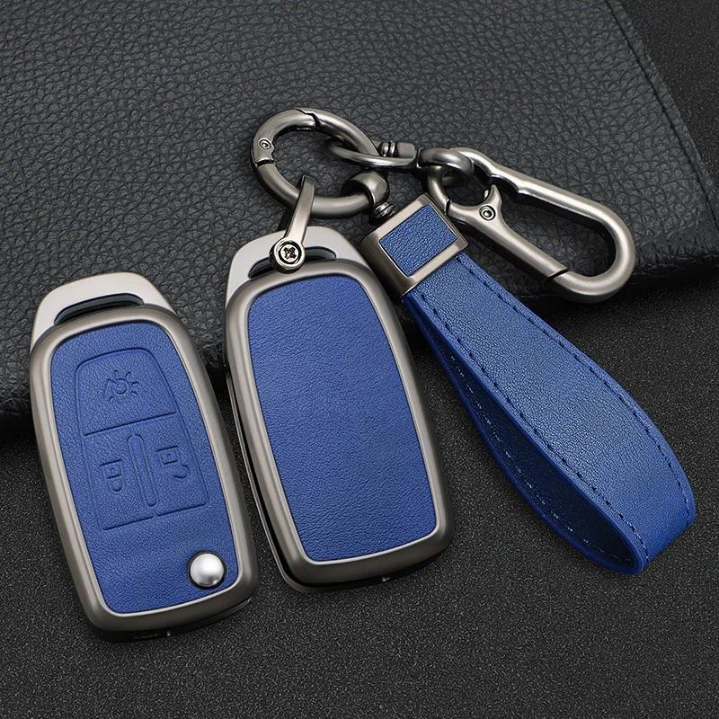 Lega di Zinco + Pelle Custodia Copri Guscio Protettivo per Chiave Auto con Telecomando Flip per Camion Daf 106 Cf Euro 6 Xg Xf