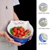 8 Inch Cartoon Kitty Bowl Ceramic Noodle Bowl Large Ramen Bowl Chinese Restaurant Dinnerware Maneki Neko Cat Soup Salad Bowl