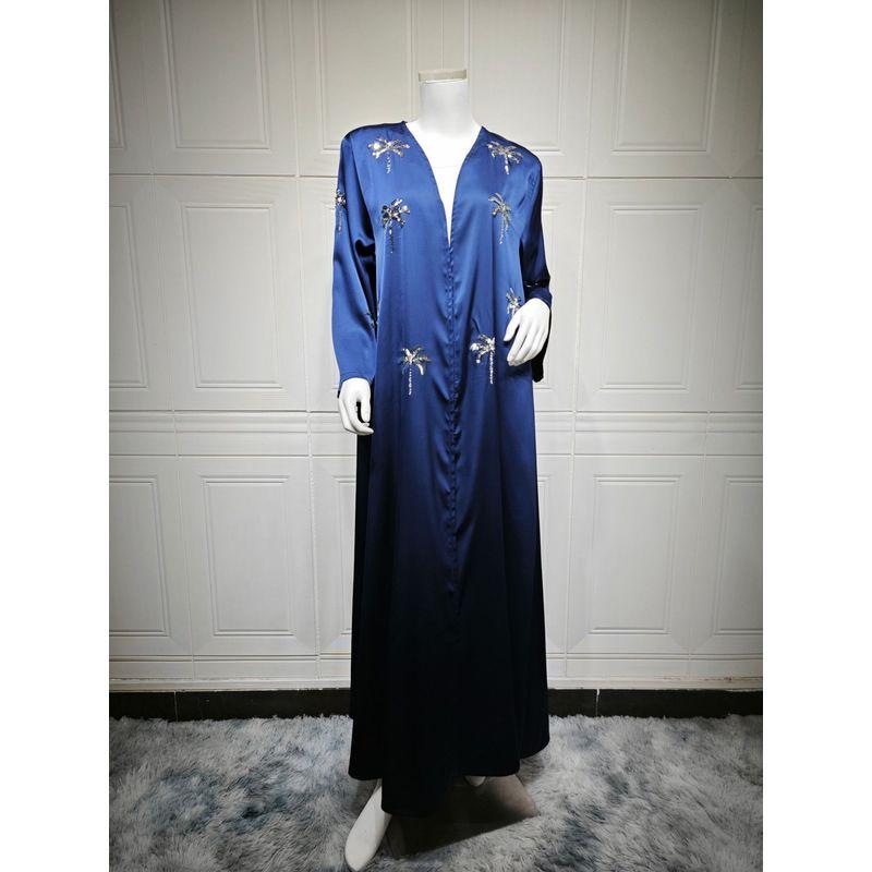 New Middle East Embroidery Robe Long Sleeve Cardigan Robe Dress Embroidered Cardigan Dress