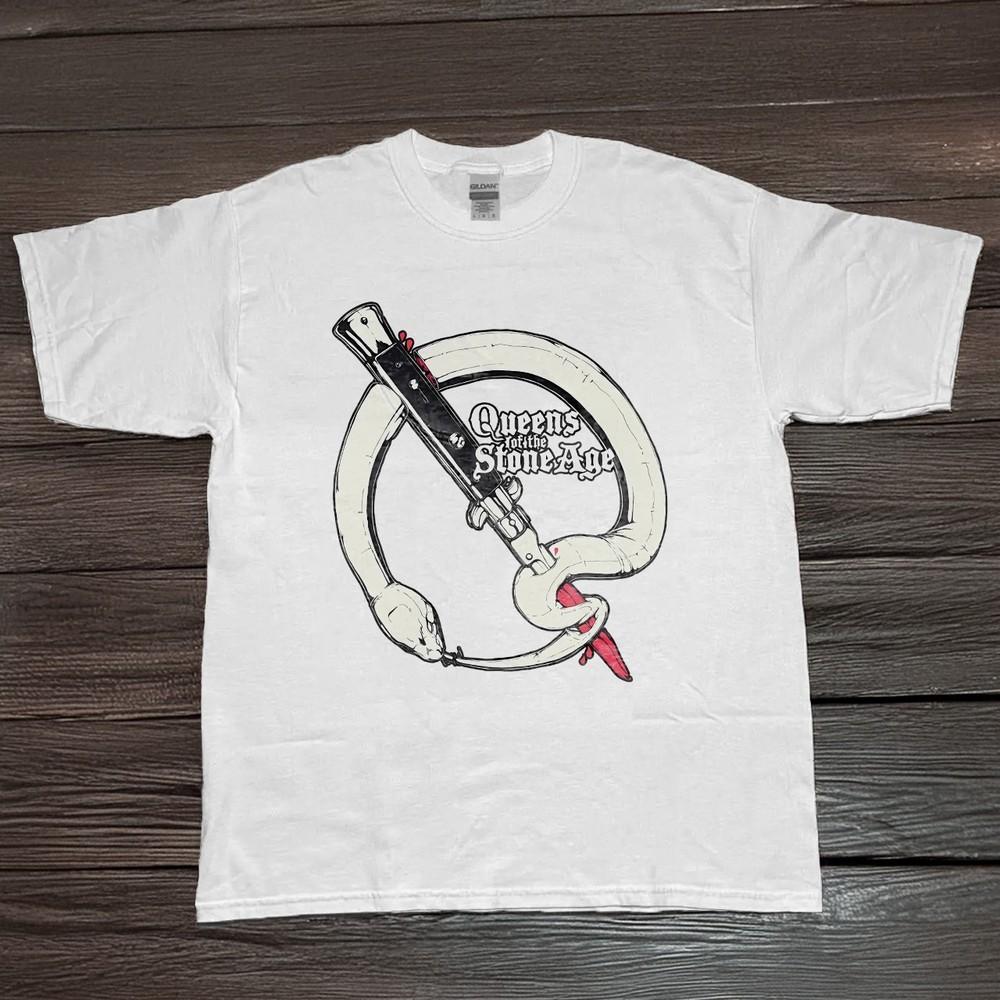 

HOT Queens of the Stone Age In Times New Roman White Cotton Tshirt Unisex T-Shirt S