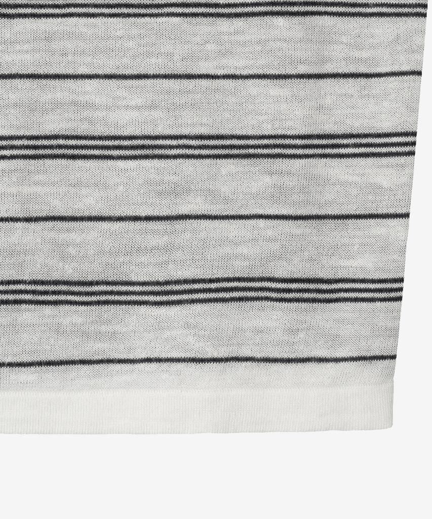 BASIKA Striped Layered Henley Neck Knit (White)