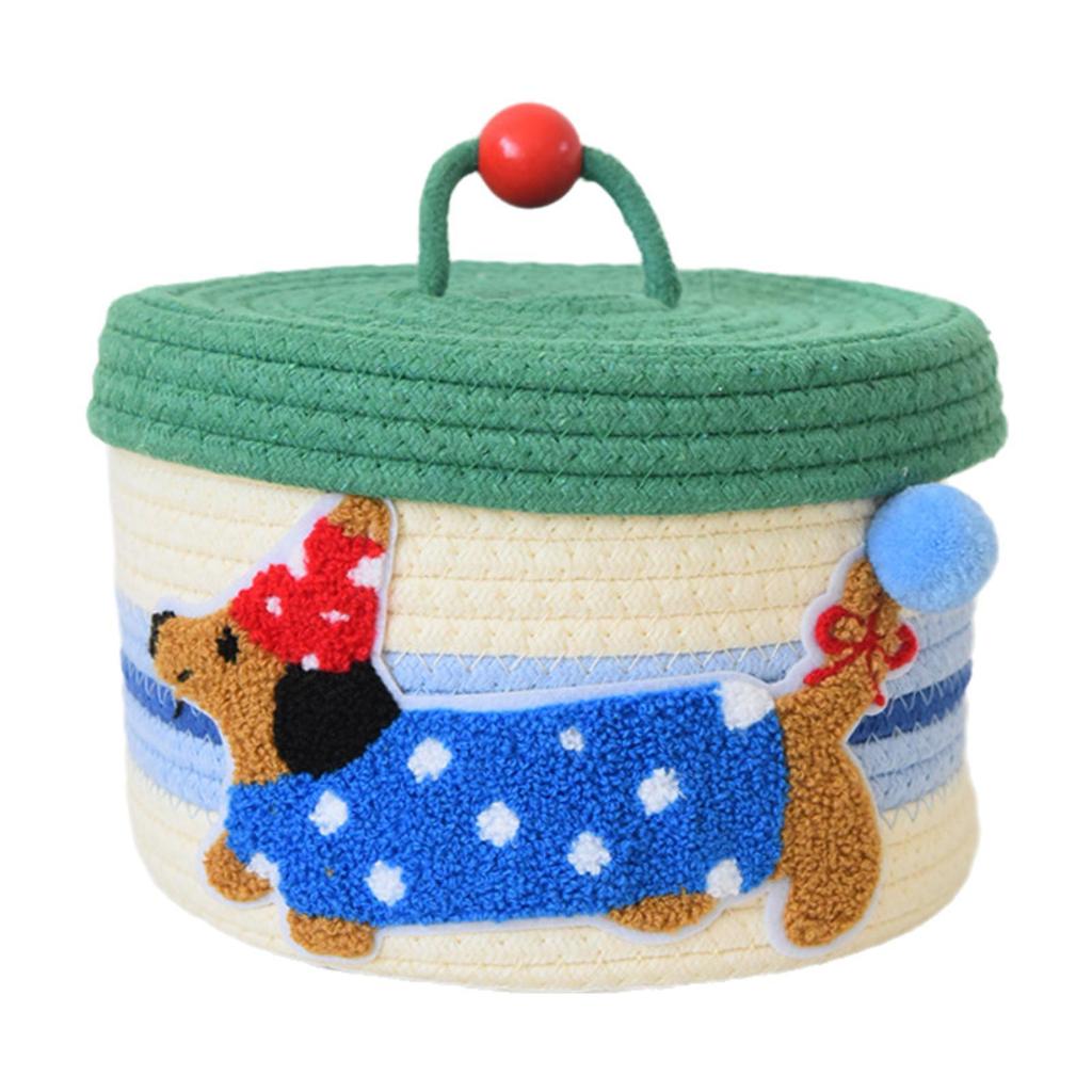 Cotton Rope Storage Basket Dog Desktop Basket Home Decoration Multipurpose Modern with Lid for Home Bedroom Desk Toys Cookies