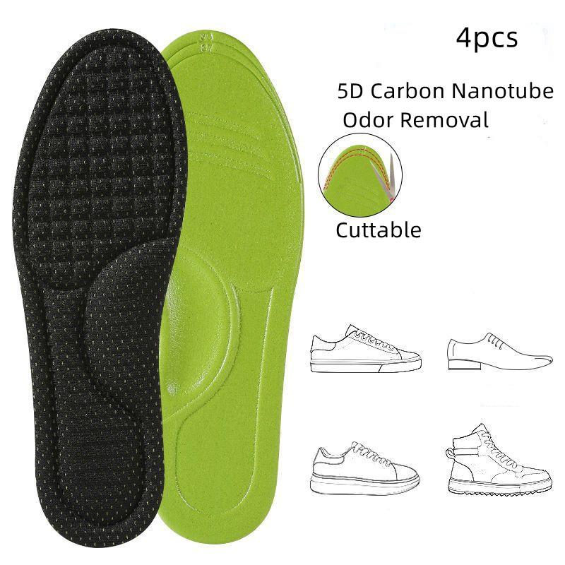 2 Pairs Memory Foam Orthopedic Insoles for Shoes Antibacterial Deodorization Sweat Absorption Insert Sport Shoes Running Pads