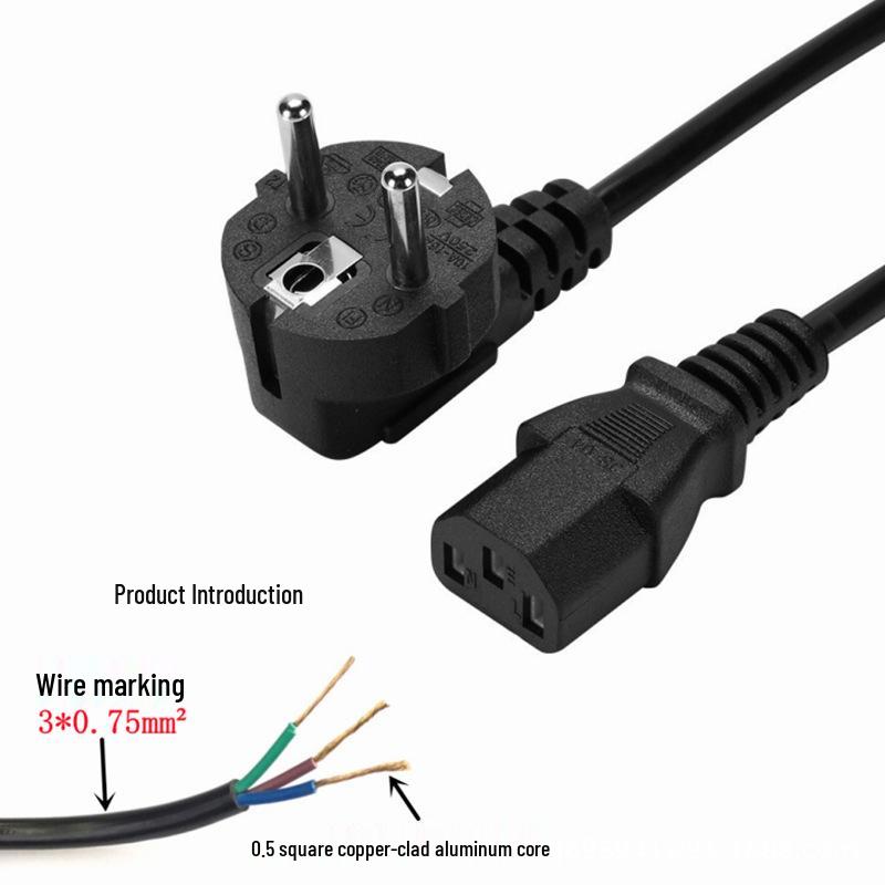 European 3-Pin Cloverleaf Plug Power Cord for Computers and Monitors