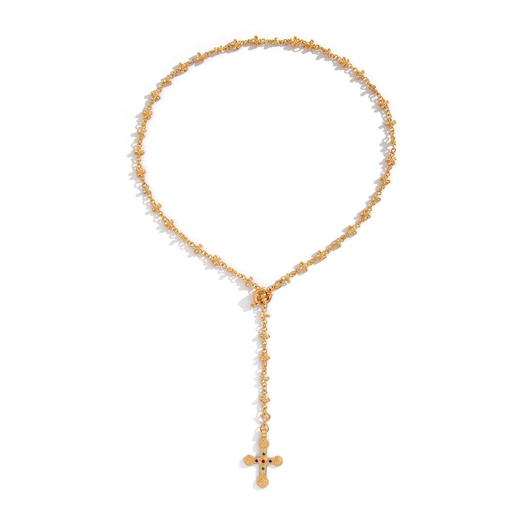 Long Tassel Cross Necklace Sparkling Necklace Fashion Neck Jewelry Alloy Texture for Women Creative Alloy Designs