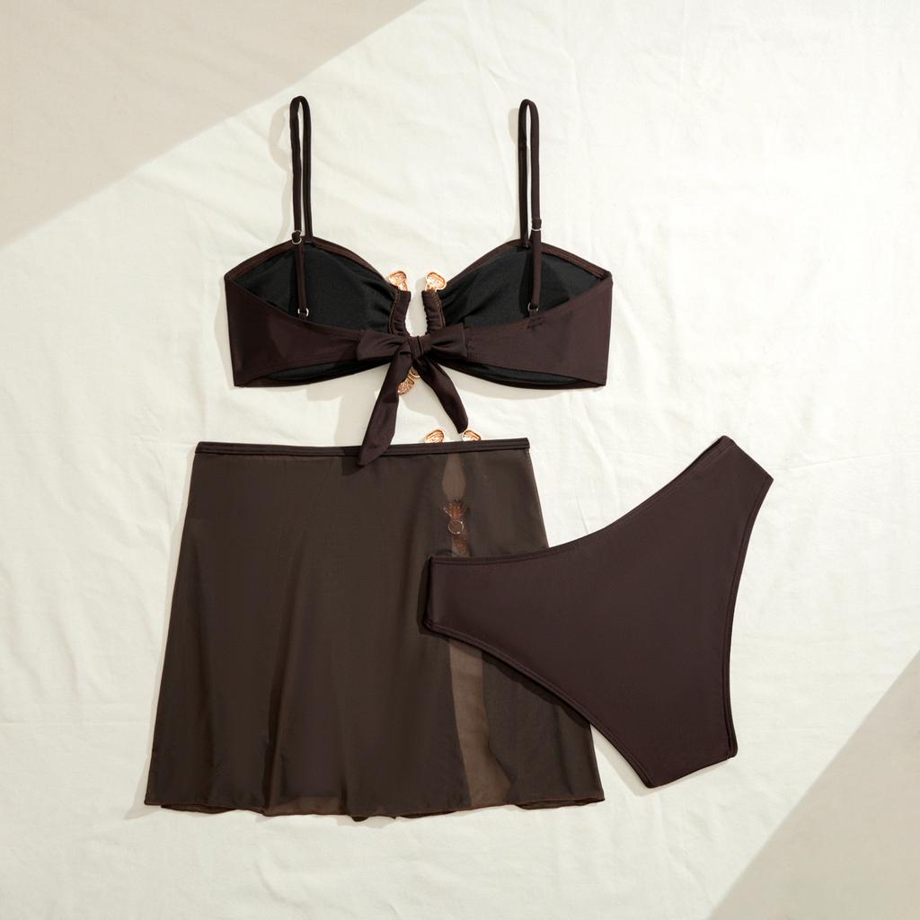 Damen Split Dreiteiliger Bikini Badeanzug Sport Badeanzug