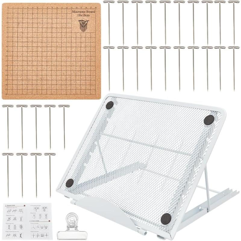 18x18cm Macrame Board Set Macrame Board and Pins with Adjustable Stand Macrame Tool Supplies Braiding Craft Helper Board for Macrame and Knotting A