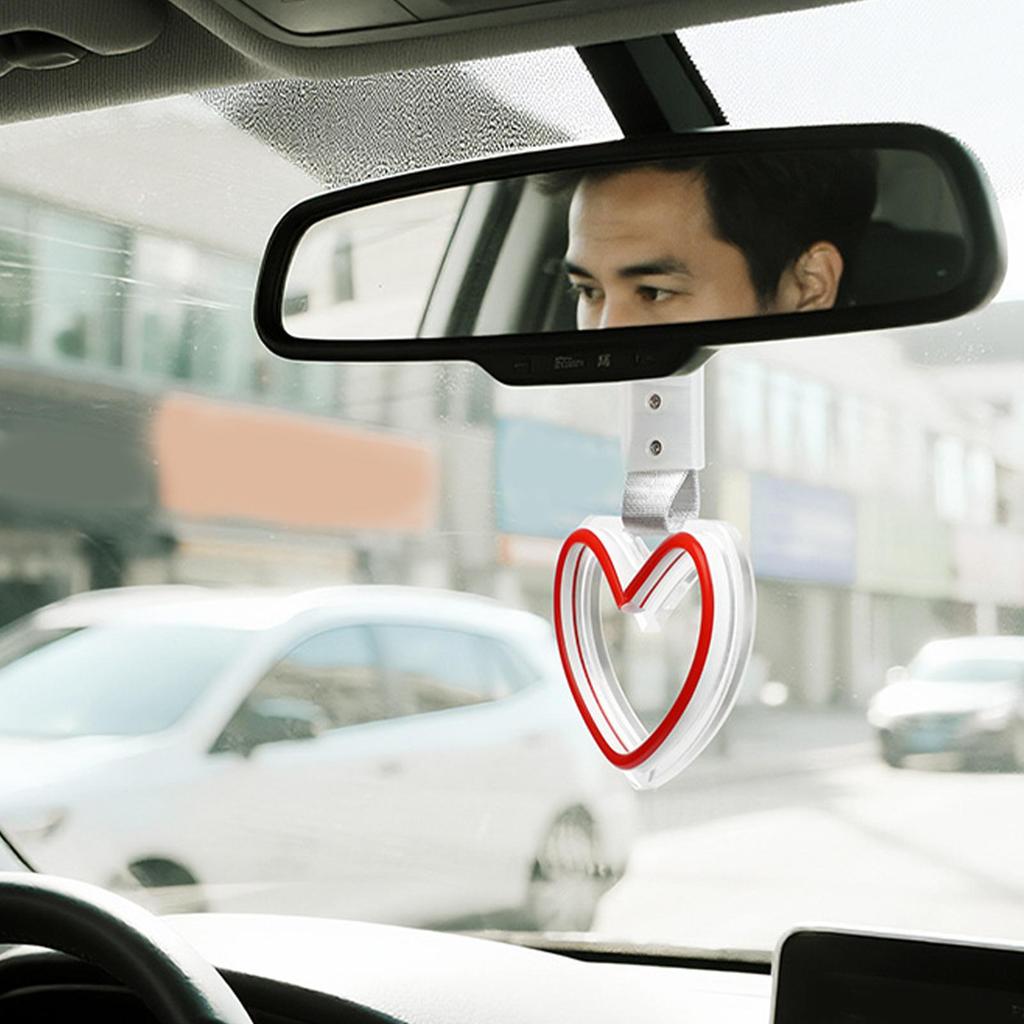 Rear View Mirror Charm LED Heart Shaped Automotive Interior Decoration Rear Bumper Warning Ring For SUV RV Sedan Truck Auto